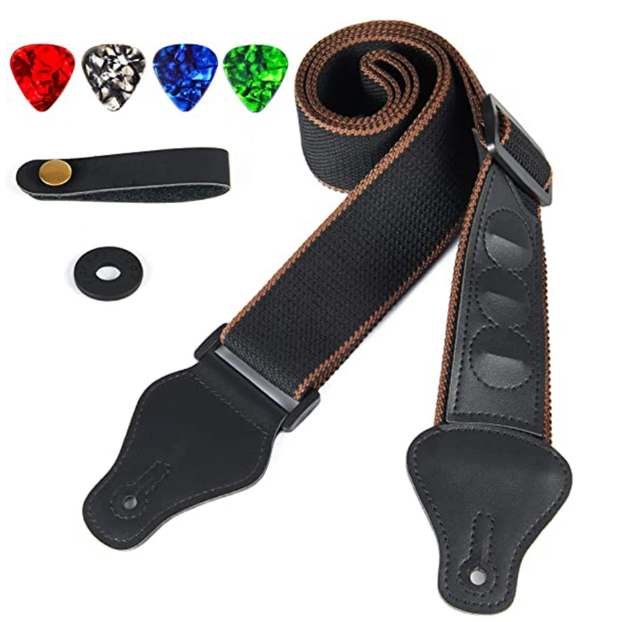 Musical Instrument Organ - 7Pcs/Set Guitar Strap Black PU Leather