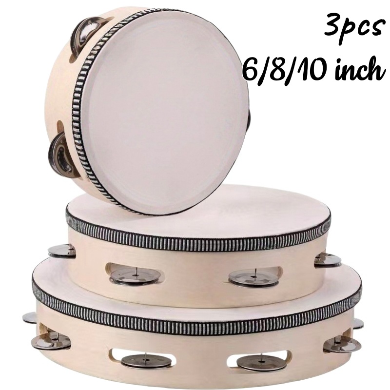 Musical Instrument Games - 1/3pcs Wooden Tambourine 6/8/10inch Handheld Drum