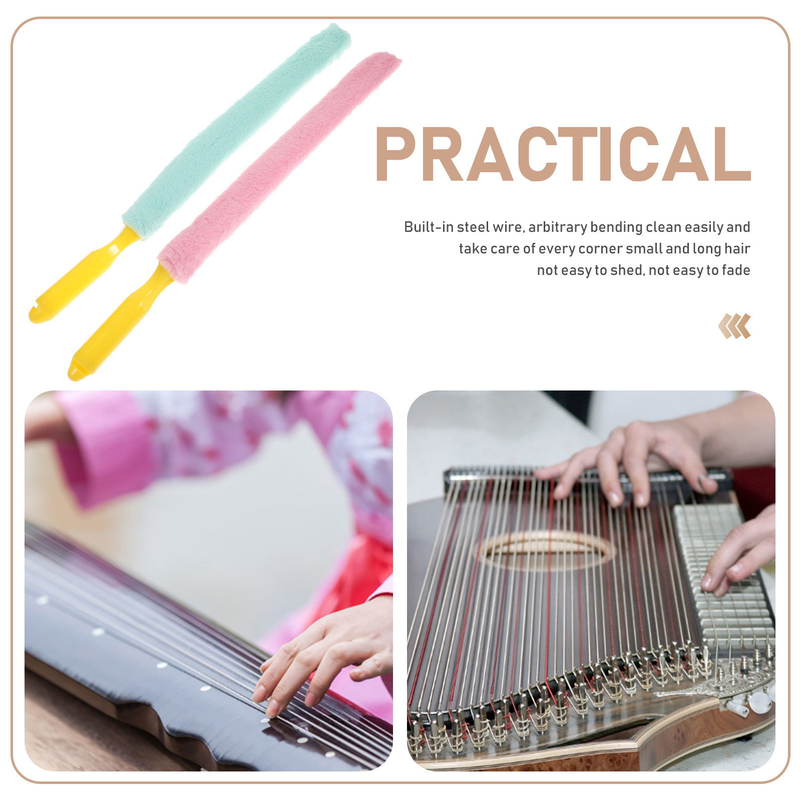 2Pcs Guzheng Cleaning Brushes  - Musical Instrument Of Keyboard 评论和价格