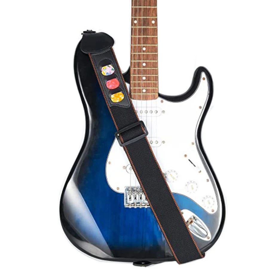 7Pcs/Set Guitar Strap Black PU - Musical Instrument Organ 评论和价格