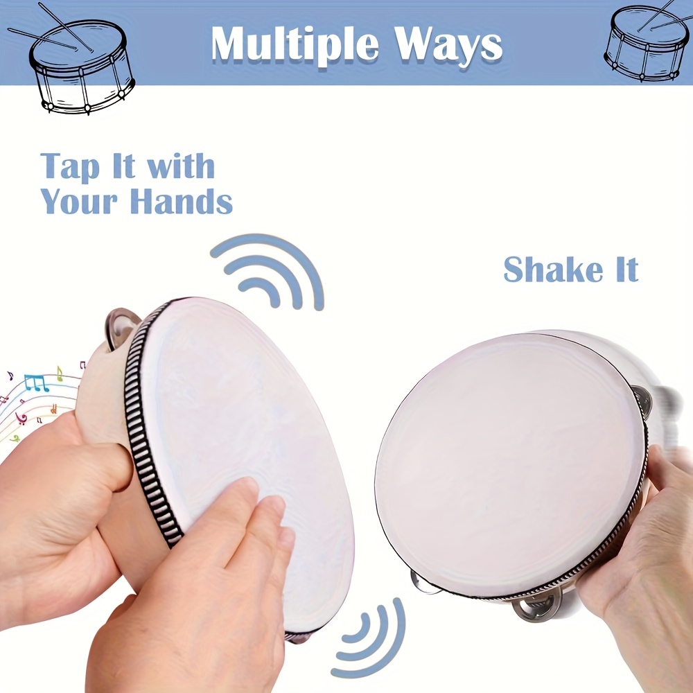1/3pcs Wooden Tambourine 6/8/1 - Musical Instrument Games 评论和价格