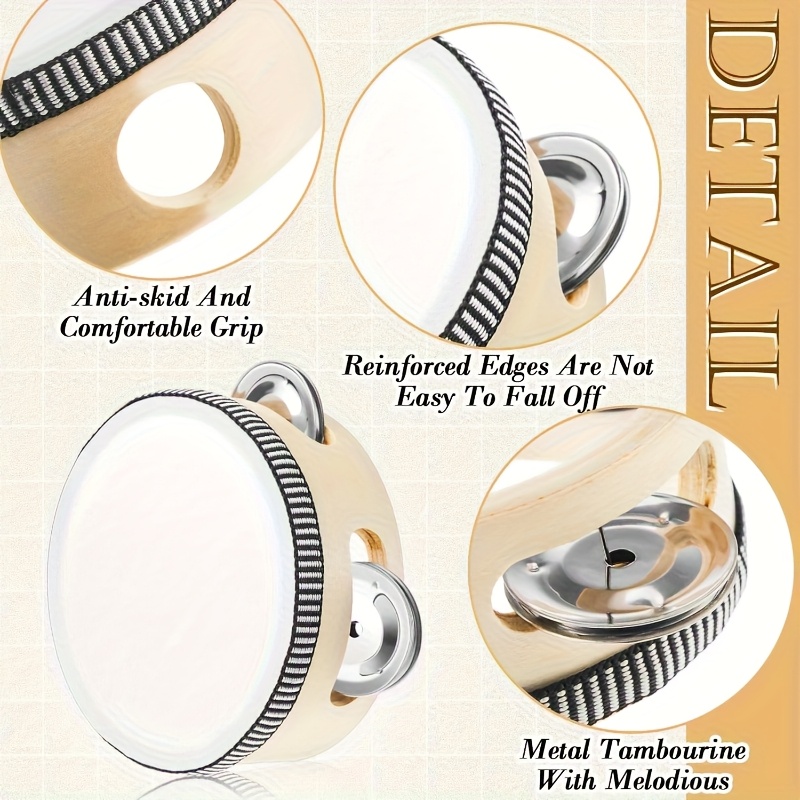 1/3pcs Wooden Tambourine 6/8/1 - Musical Instrument Games 评论和价格