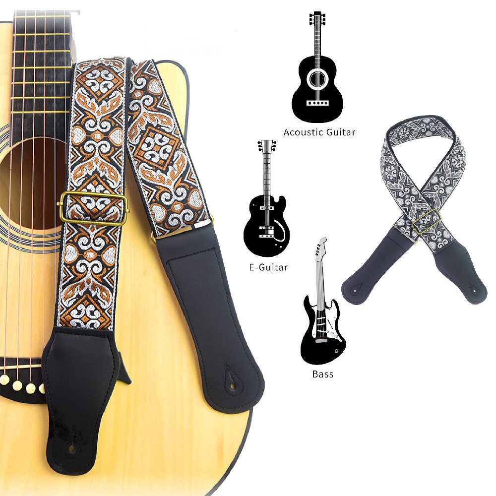 Guitar Strap Embroidered Print - Musical Instrument Organ 评论和价格
